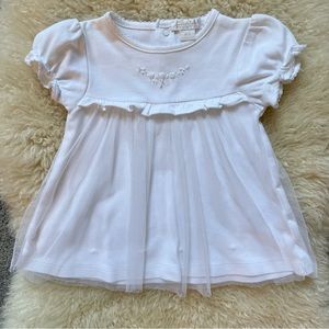 Kissy Kissy Embroidered Dress with Mesh Overlay Skirt 0-3 Months